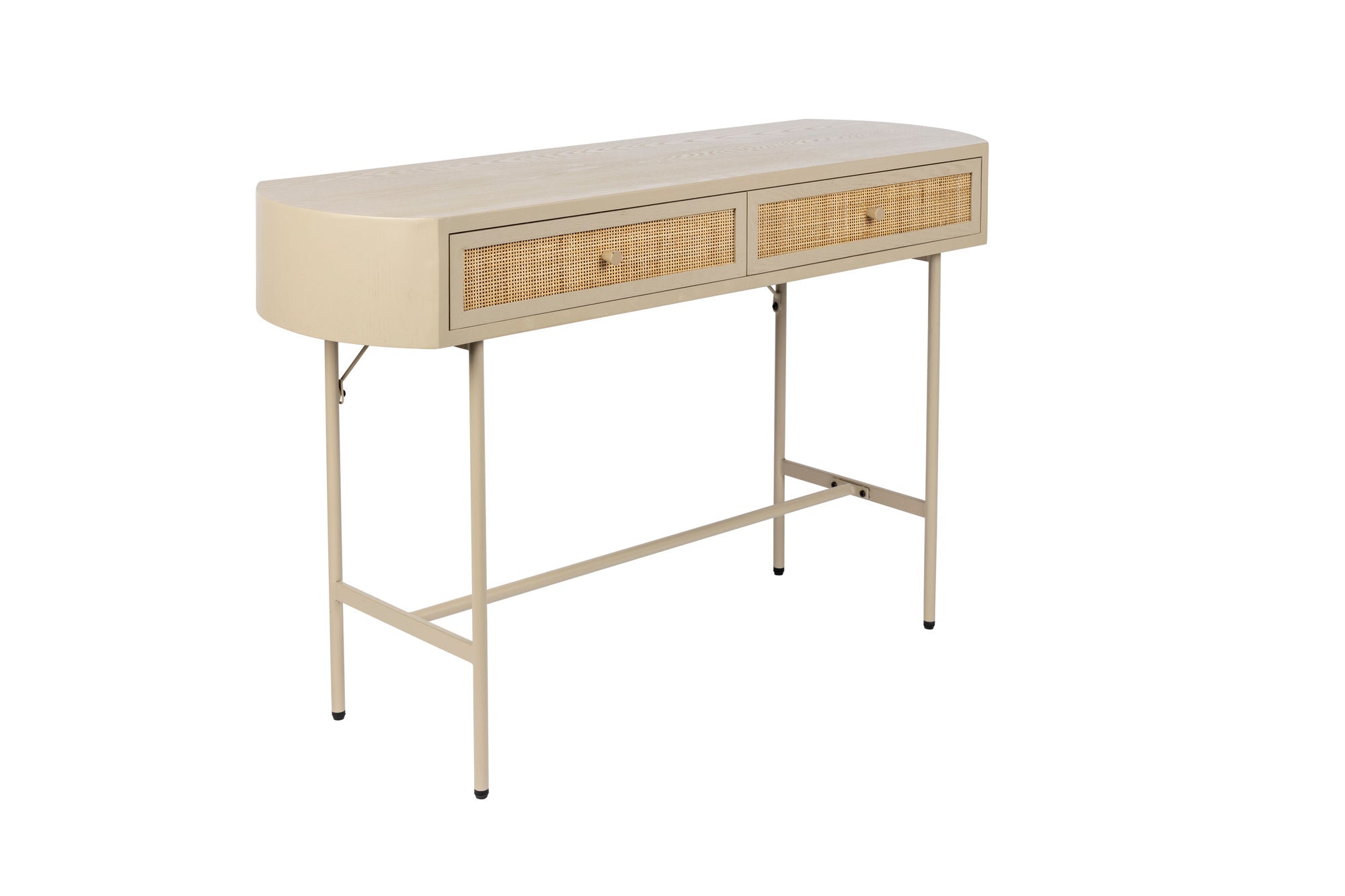 Amaya Beige Wood & Natural Rattan Console Table | 2 Doors